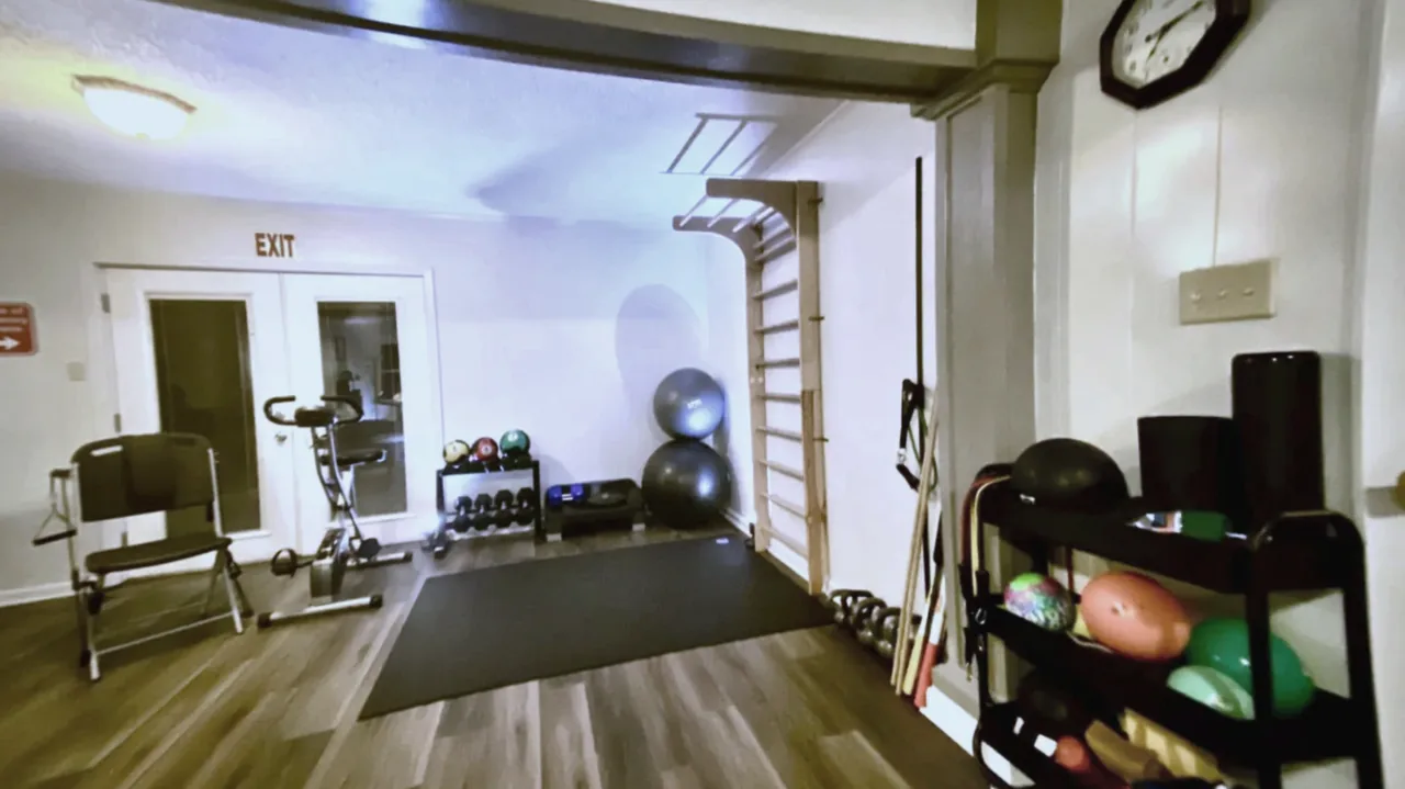 Exercise area with balance and strength equipment